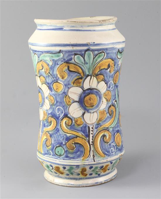 A Montelupo maiolica albarello, 18th century, 27.5cm